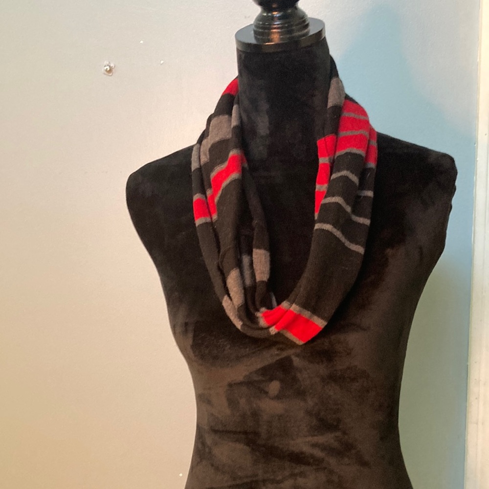 Red, Grey and black  infinity scarf